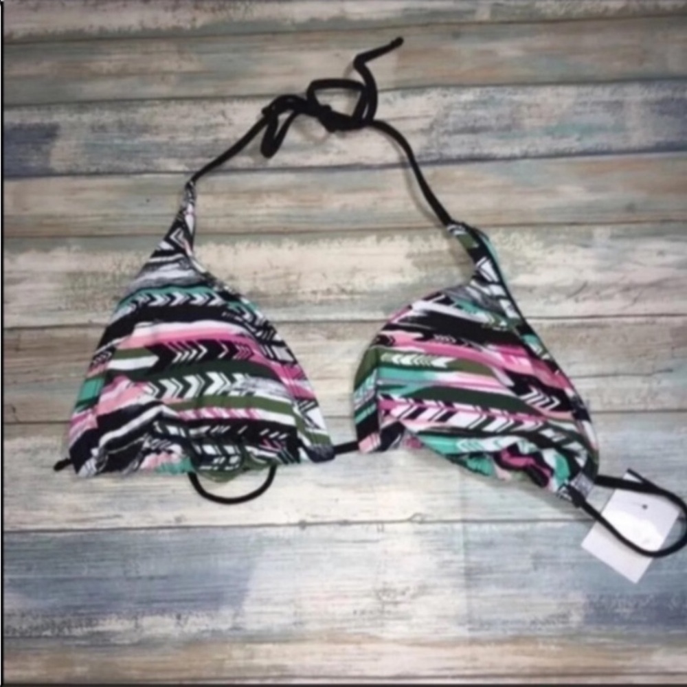 Mossimo Aztec Triangle Bikini Top Small Halter String Tie Swim - Picture 2 of 5